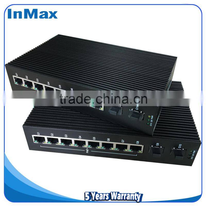 Din-rail gigabit switch, 10 ports Industrial network Switch for IP camera P510A