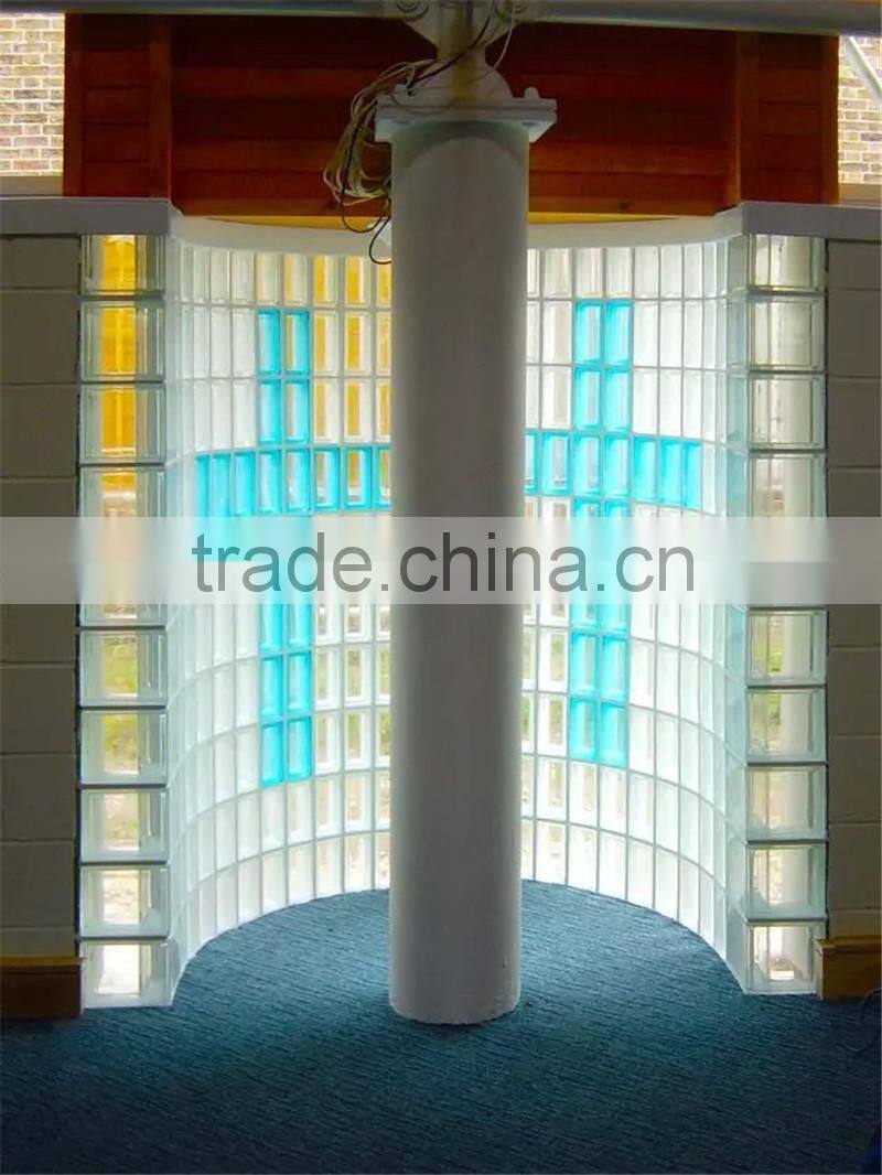 china supplier acid frosted side color glass block