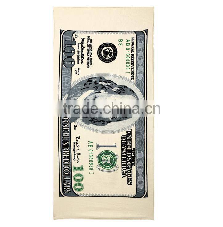Wholesale New fashion 100% polyester dollar printed beach towel