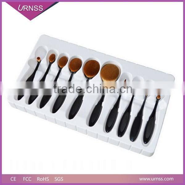 Hot sale Professional 10pcs Oval Toothbrush Makeup Brushes Set