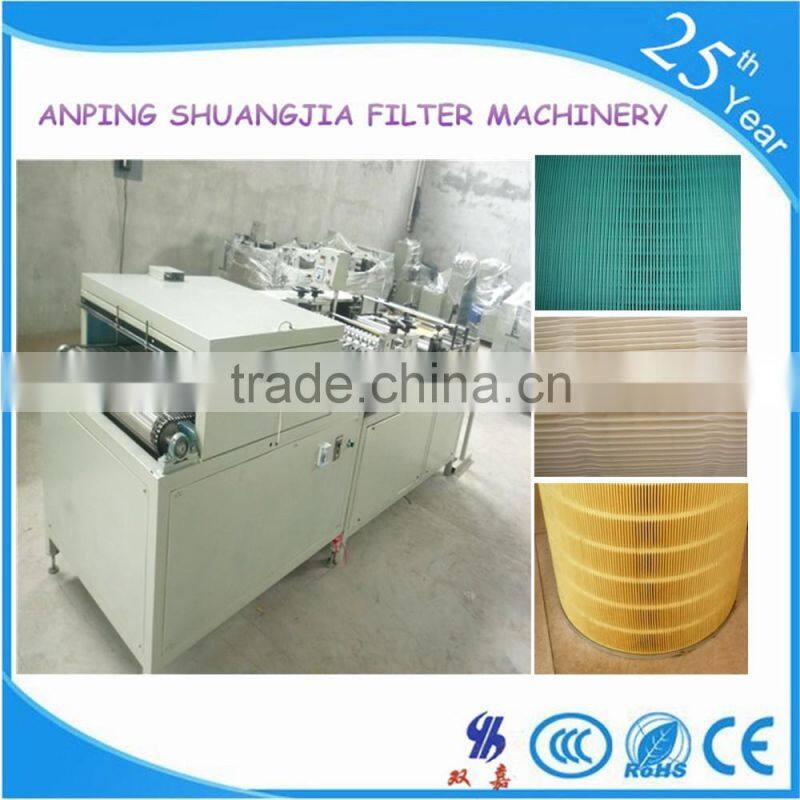 Automatic cylindrical air filter pleating machine and gluing loading machine