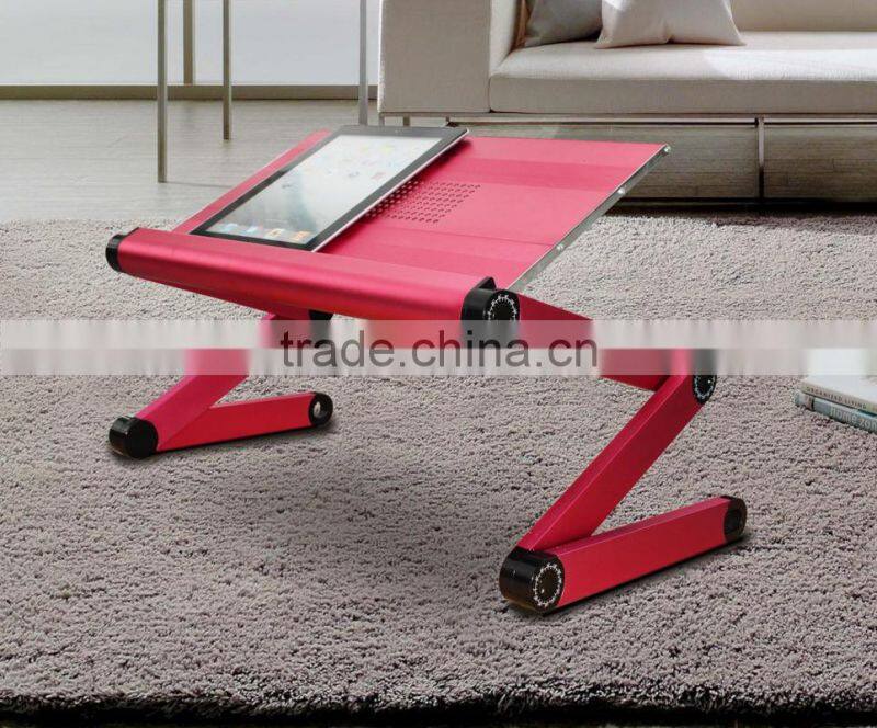Swivel Adjustable Laptop Table Laptop Computer Desk Portable Bed Tray Book Stand Multifuctional & Ergonomic - red