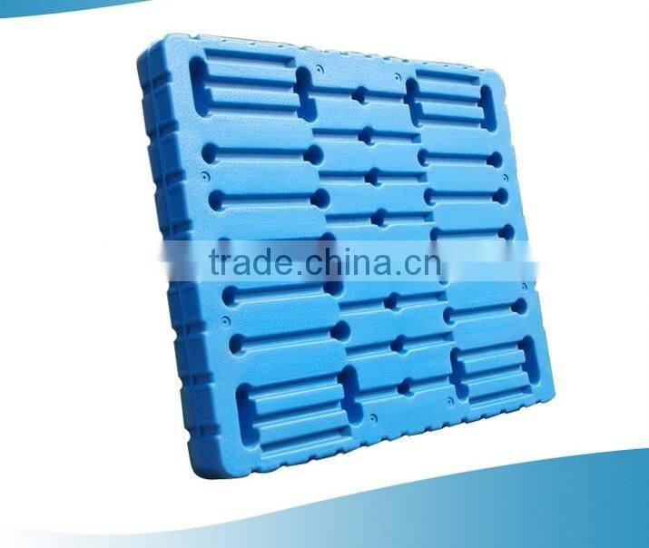 Customize OEM blow molding plastic pallet combined with 8 steel inside single faced plastic pallet
