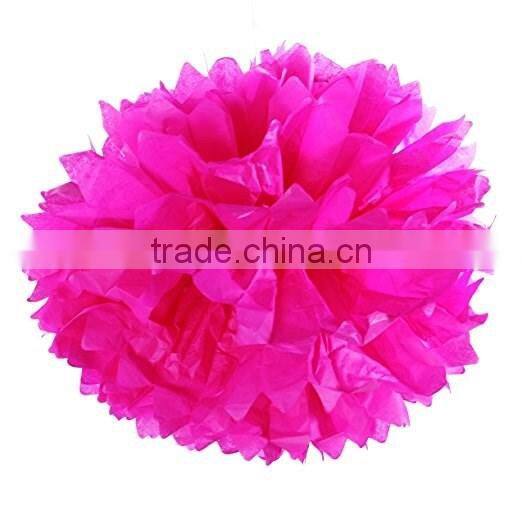 Decorative Hanging Pom Poms Pink White Tissue Paper Flowers for Wedding, Baby Shower Birthday,Party Decorations