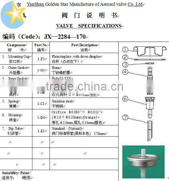 paint aerosol valve and actuator