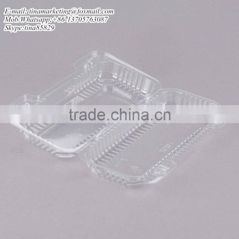 Duralock Clear Hinged Plastic Small Oblong Container, Clamshell Clear Take Out Food Box For Hotdog