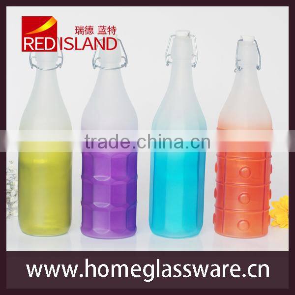 NEW COLOURED GLASS SWING CLIP TOP ROUND BOTTLE OIL VINEGAR CORDIAL EDCO BLUE