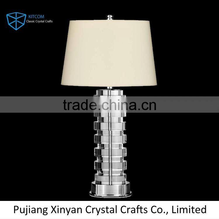 Modern metal and crystal table lamp