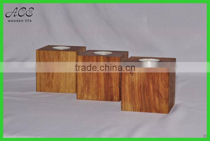Wooden tea light candle holder