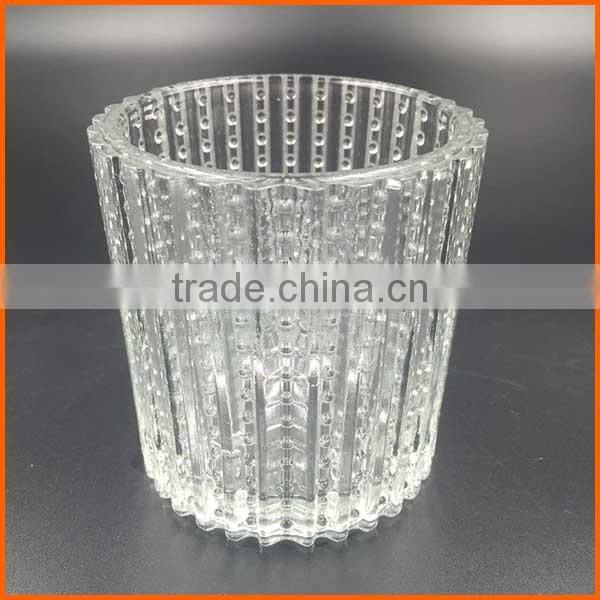 Wholesale clear decorated glass candle container