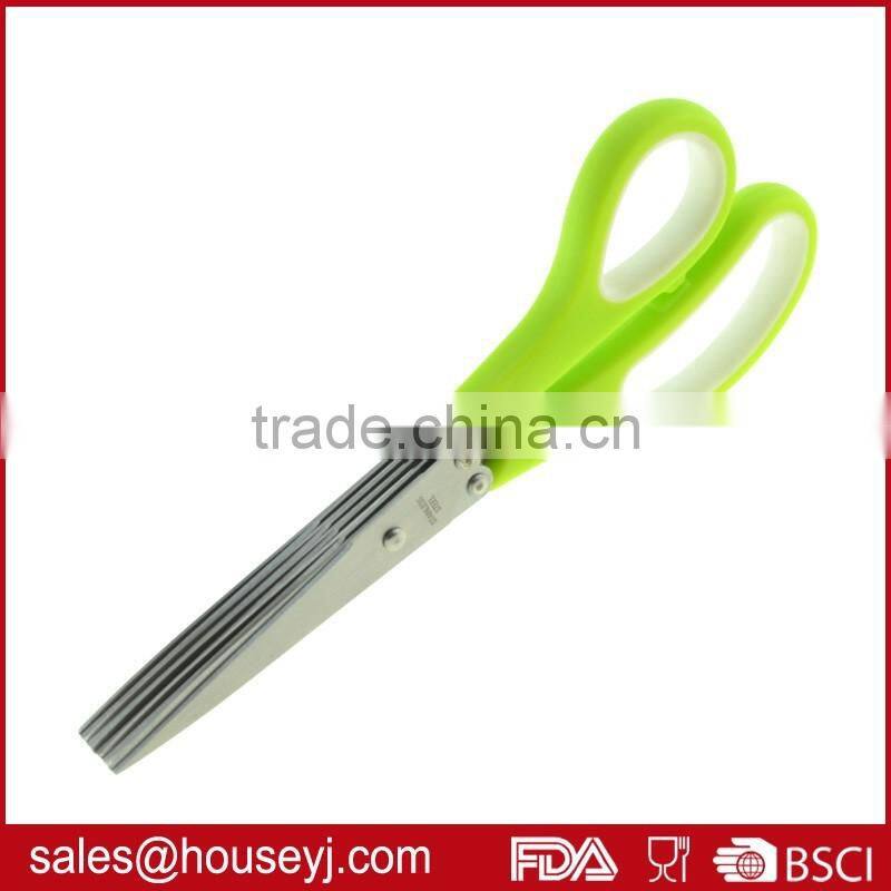 soft grip handle stainless steel 5 layer blades kitchen herb scissors