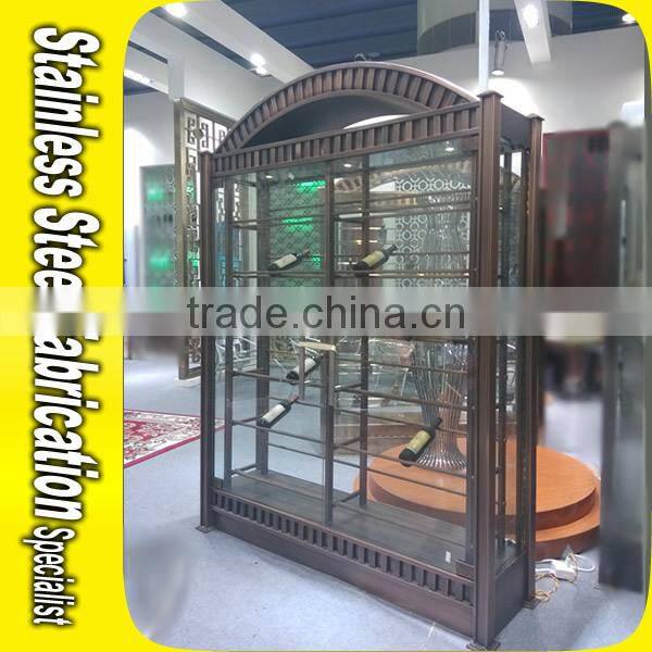 Foshan Custom Made Hotel Bar Stainless Steel Wine Rack Wine Display Cbinet
