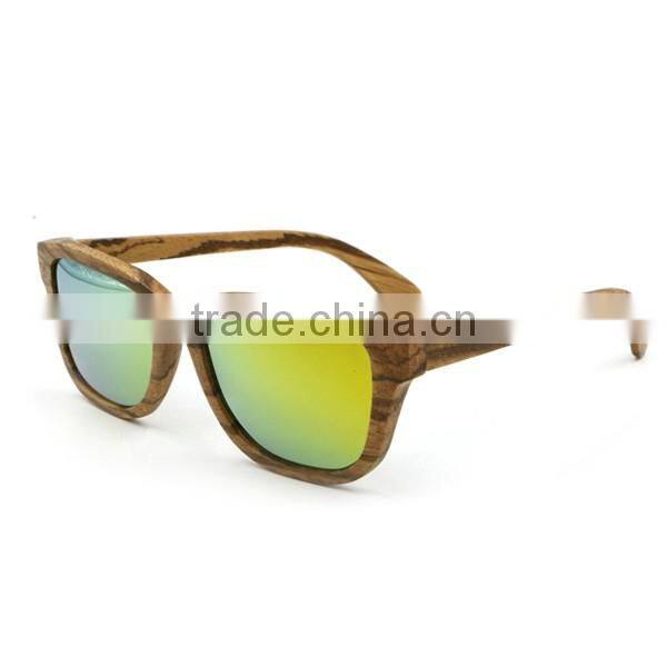 Zebra wood classic green lenses customized logo high quality wooden sunglasses