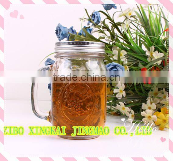 6pcs colorful glass mason jar set with straw with metal rack