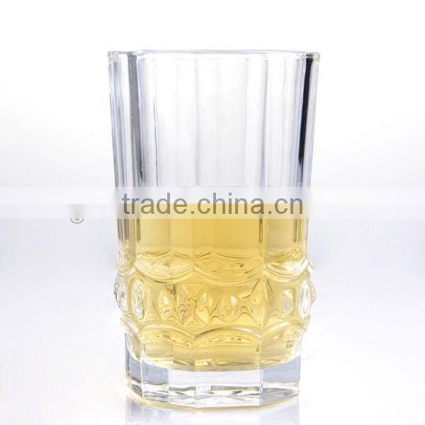 Hot machine made embossed wiskey glass