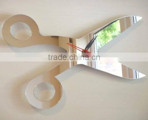 Scissors Mirror Sticker Clock