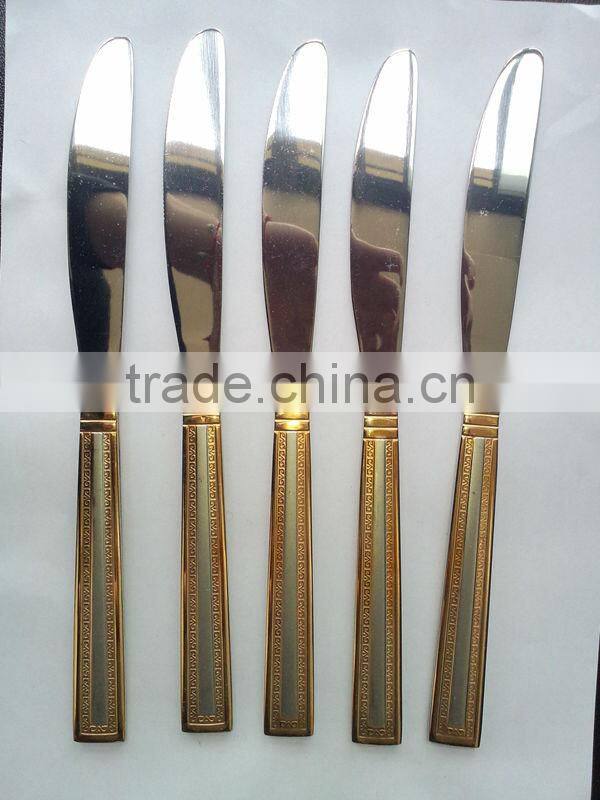 Winolaz stainless steel dinner knife with gold plating handle