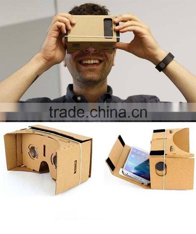 37MM Big Lens Google Cardboard V2.0 VR Box Cardboard 3D Glasses with headwrap