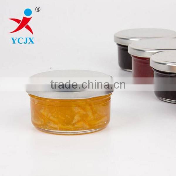 Clear Small Glass Jar with Metal Lids for Fruit Jam