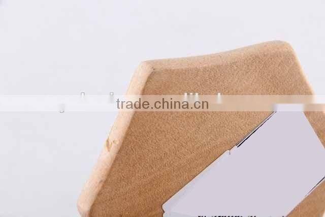 Hexagonal wooden mirror