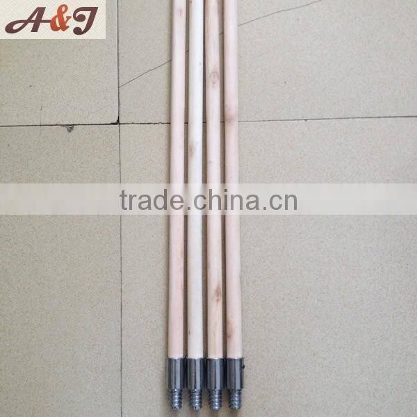 Wood color broom stick with metal screw