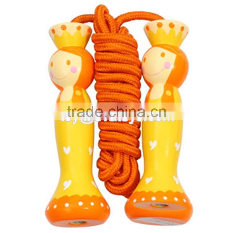 Wholesale cheap cartoon wooden multi-functional skipping jump rope for kids W01A120-S