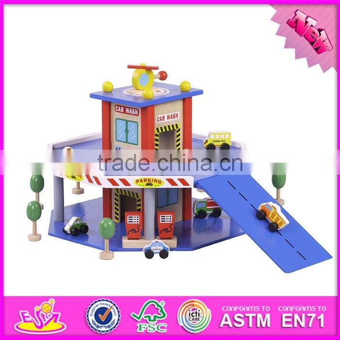 2016 New products funny children wooden toy parking garage for sale W04B040