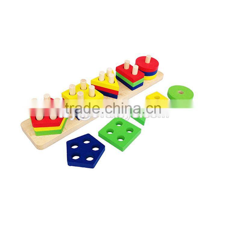 Hot sale preschool stacking geometry blocks wooden baby sorting toys W13D112