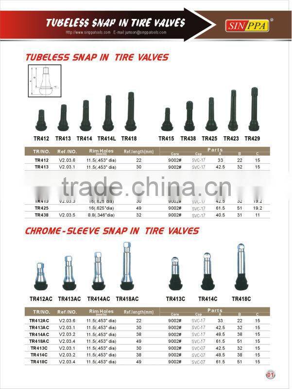 snap-in Tubeless Tire Valve TR438