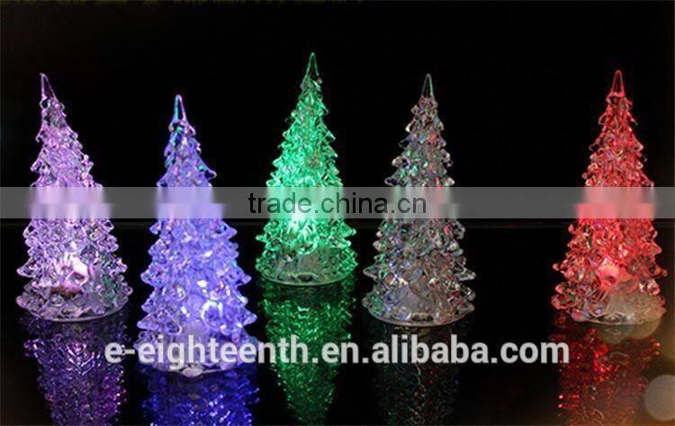 Mini Color Changing Icy Crystal LED Christmas Tree Decoration Light Night Light