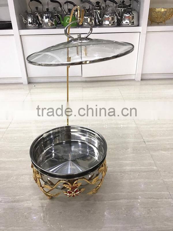 New design red flower 8Liter stainless steel cheap chafing dish for butter