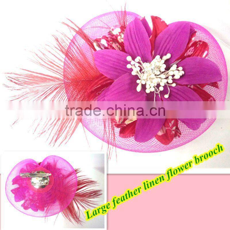 Luxury Large linen flax brooch / hairband with rhinestone