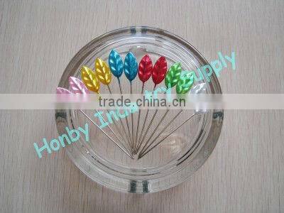 55mm leaf shaped pearl colors straight sewing pin
