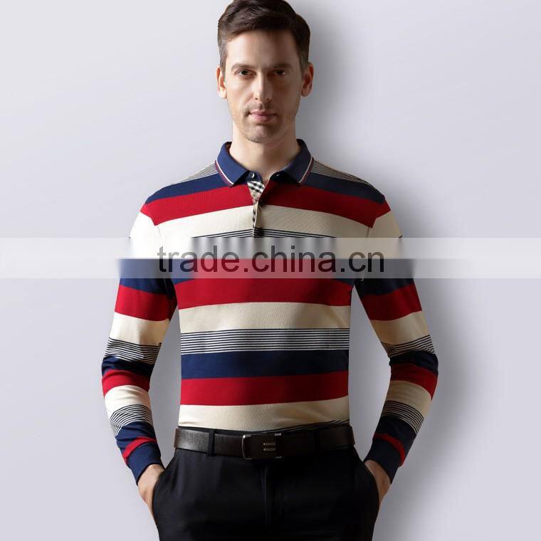 classic design Stripes Long Sleeve POLO Rugby Shirts for men with OEM logo