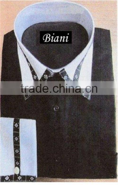 Custom Italian design mens Shirts Black shirts High Collar French Cuff Shirts for Men
