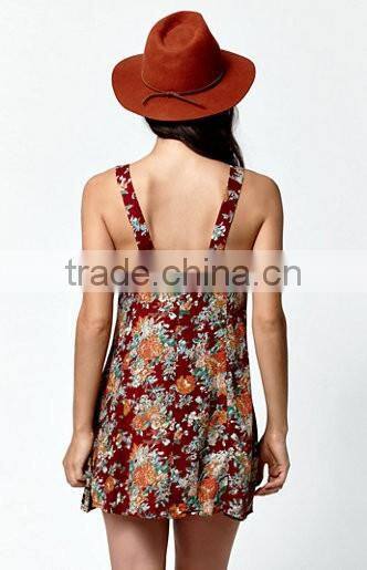 Wholesale China 100% Rayon Savannah Floral Print Sleeveless Dress for Women