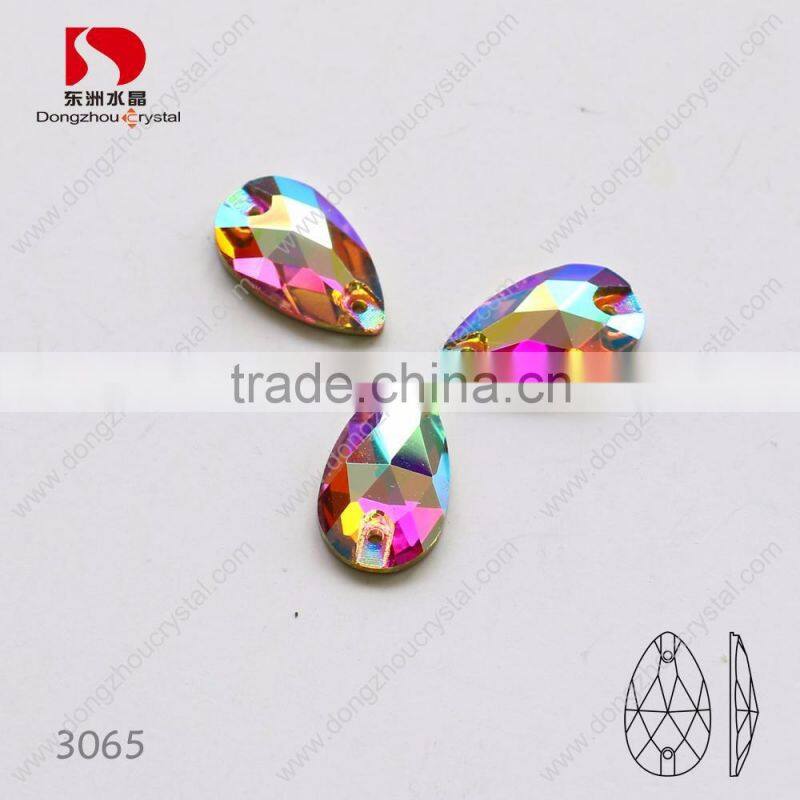 Polished drop ab sew on rhinestones,flatback k5 quality sewing crystal stones