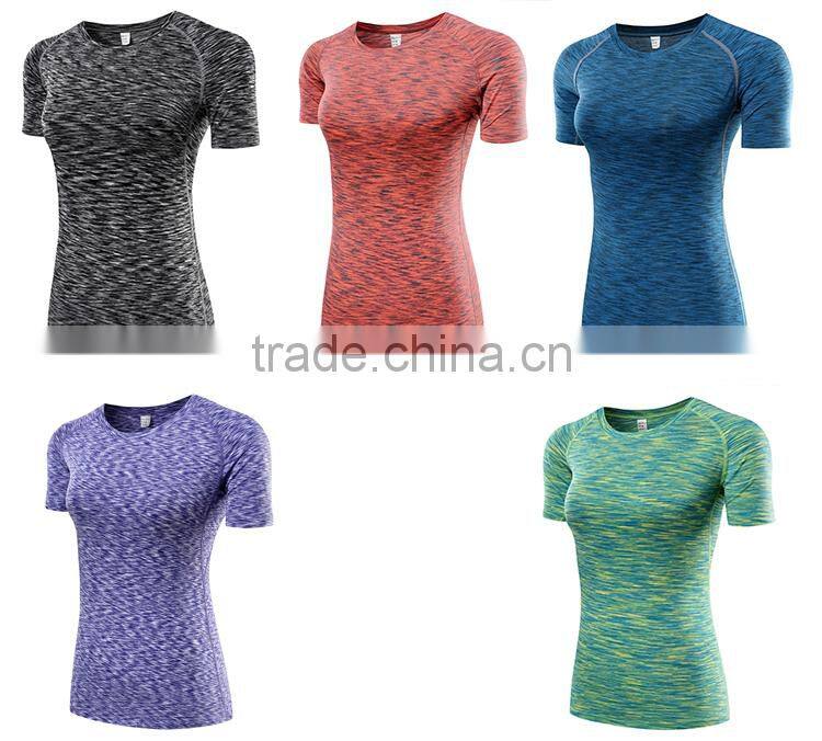 Fashion wholesale fitness apparel womens tights sport yoga t-shirt wear