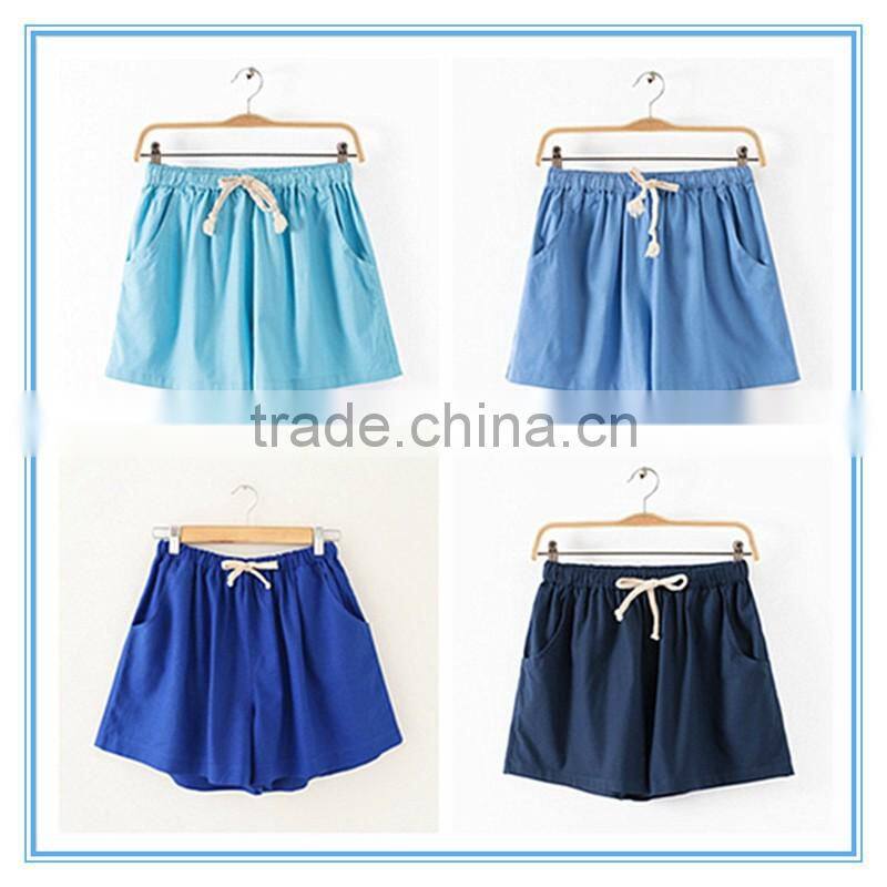 Wholesale Women Summer Beach Girl Cotton Linen Shorts 15 Colors Plus Size