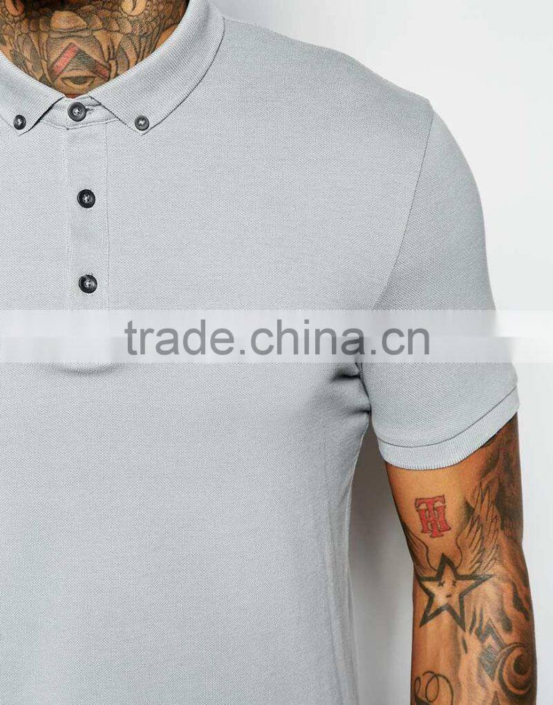 Custom logo t shirt pique polo t shirt with button down collar PS0112A