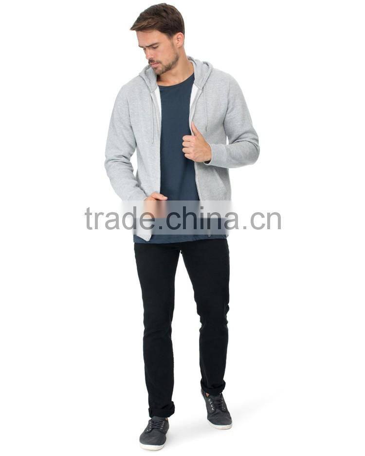 Men's cheap plain grey 100 polyester hooded sweatshirt