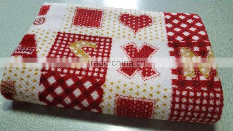 printed jacquard coral fleece fabric