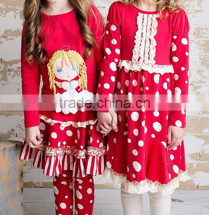 Wholesale children's boutique clothing long sleeve frock fancy dresses for girls for Christmas