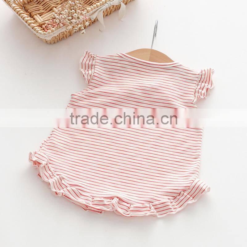 2017 New Design Shirts Casual Kids Children's Striped Wood Earrings Short Sleeve Bottles Shirt Little Girl Vest