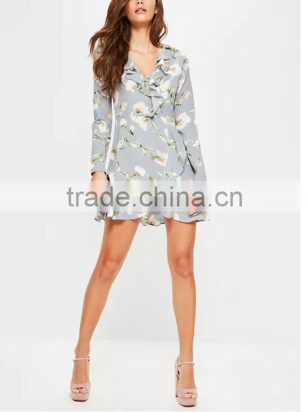 Latest Stylish Fiery Deep-V Sexy Floral Printed Backless Split Dress