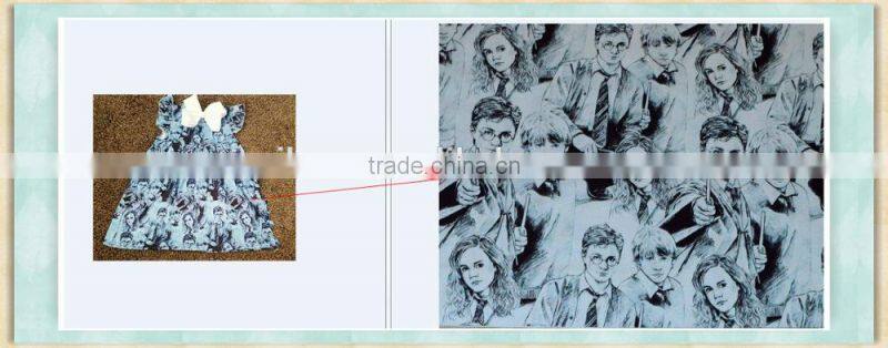 Boutique dress designs for young girls magic person print with a bowknot kids summer dress