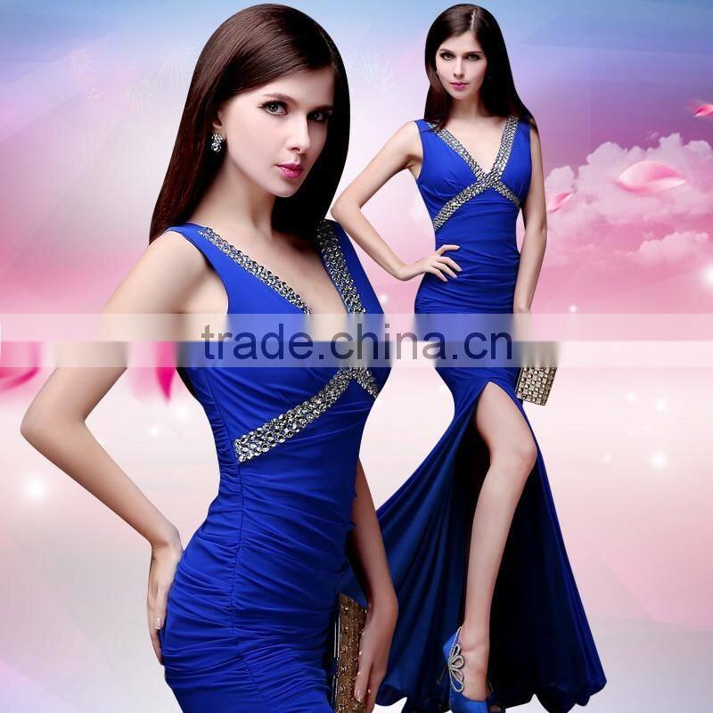 New fashion party dress long slim shoulders Sexy long gowns dress for hot ladies