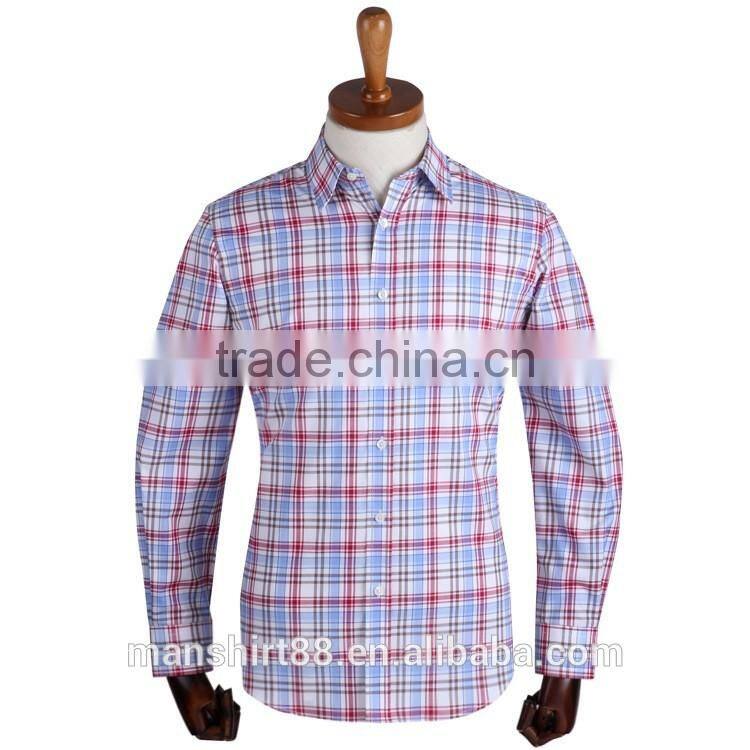 Latest nice checked causal sport shirt 100% cotton men shirt