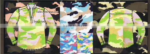 Designer custom half placket camo shirt