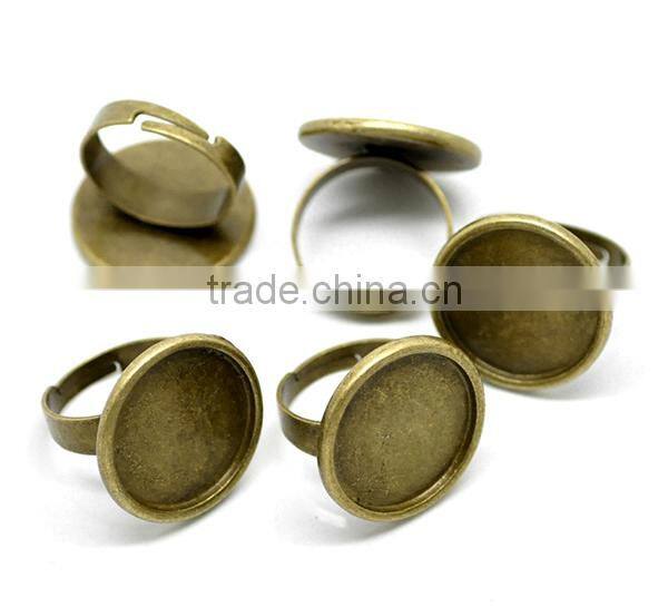 10PCs Antique Bronze Adjustable Rings Blank Settings 18.3mm US 8 Ring Setting